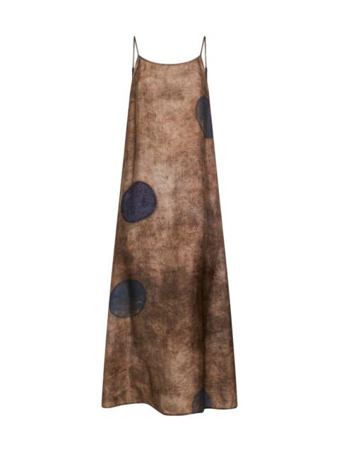 Brown printed viscose and cupro Anaya midi dress