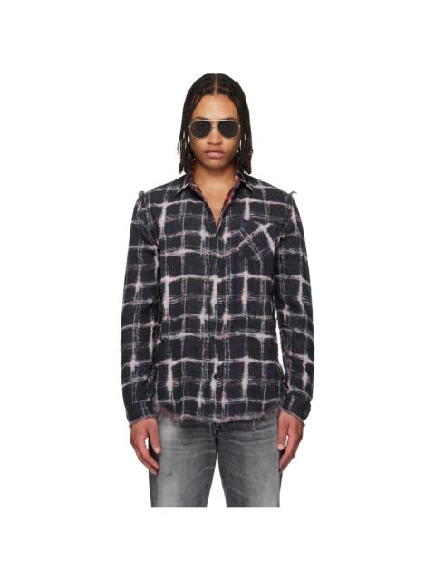 Black Shredded Seam Reversible Shirt