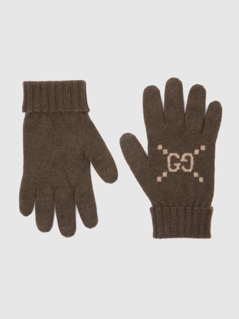 GG cashmere jacquard gloves