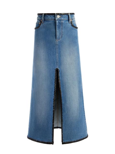 RYE DENIM MAXI SKIRT WITH VEGAN LEATHER