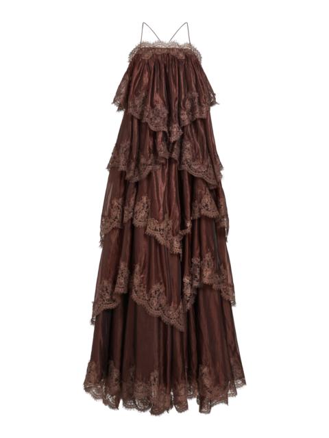 Ophelia Lace-Trimmed Gown brown