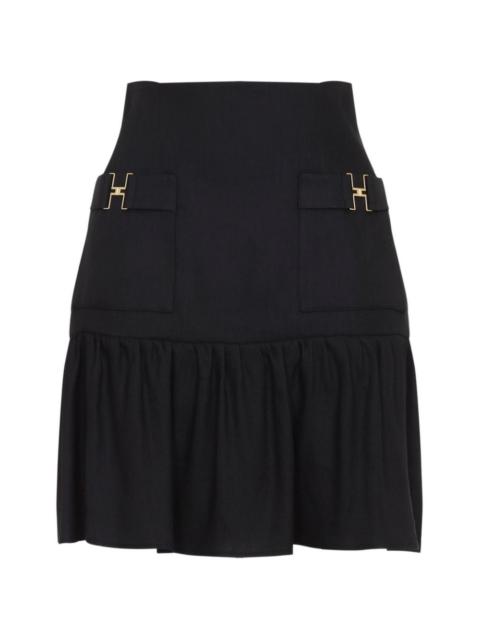front-pockets ruffled mini skirt