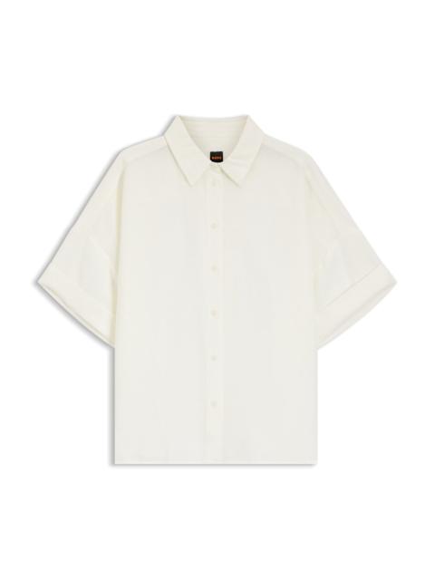 REGULAR-FIT BLOUSE WITH ROLLED CUFFS