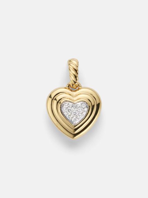 Puffy Heart Amulet 18kt gold (750/1000) pendant with diamonds