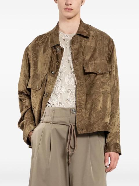 floral-jacquard overshirt