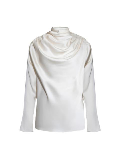 Tabitha Draped Satin Blouse ivory