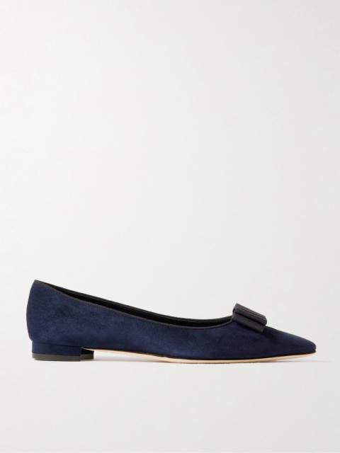Reador 10 Bow-detailed Suede Point-toe Flats
