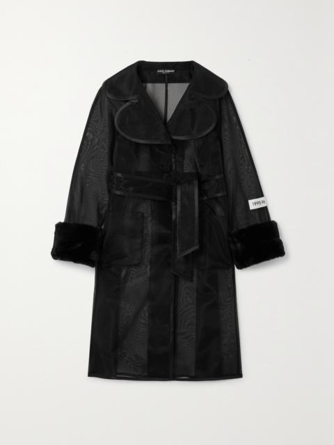 Kim Faux Fur-trimmed Organza Trench Coat