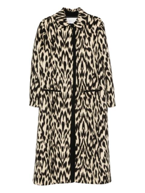 animal-print button coat