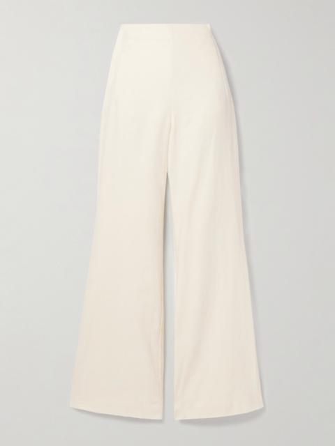 Cotton And Linen-blend Twill Wide-leg Pants