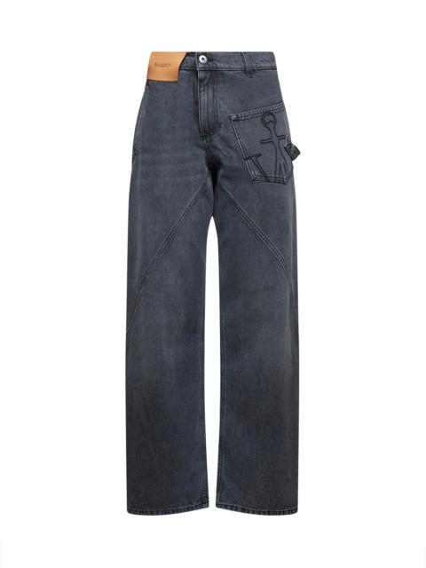 Black twisted leg workwear jeans