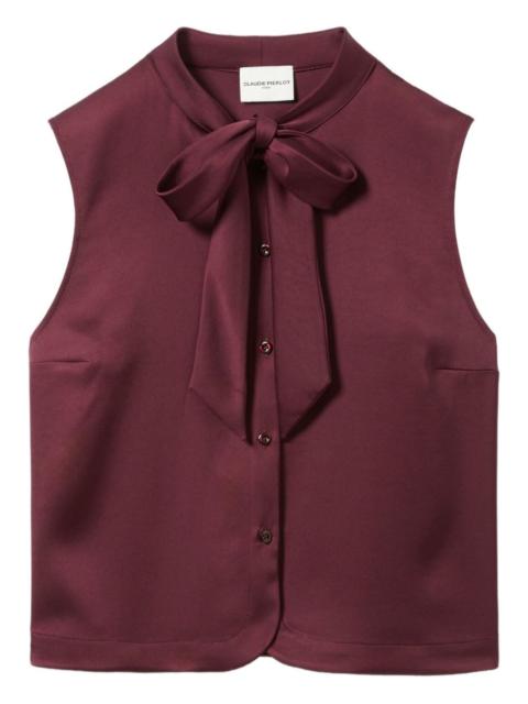 sleeveless bow-neck top