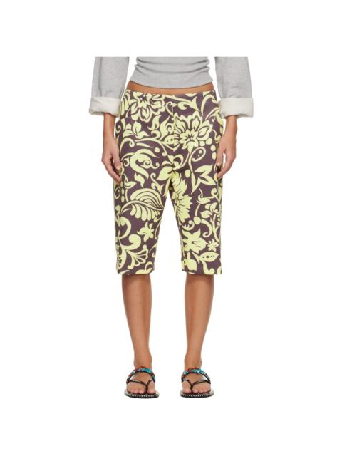 Brown & Yellow Patterned Shorts