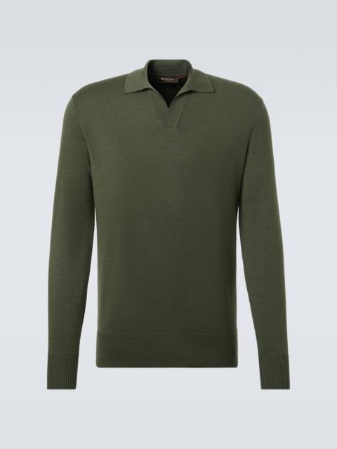 Virgin wool polo sweater