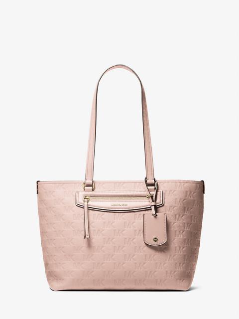 Jet Set Travel Medium Logo Embossed Leather Tote Bag