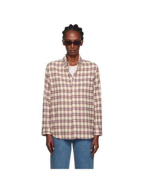 Beige & Pink Check Flannel Shirt