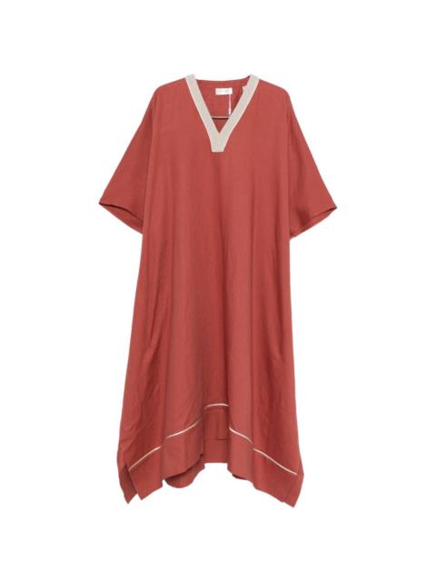 V-neck trim-detail maxi dress