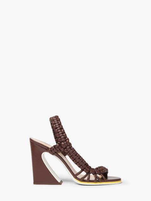 Fendi Arco Dark brown leather high-heeled sandals