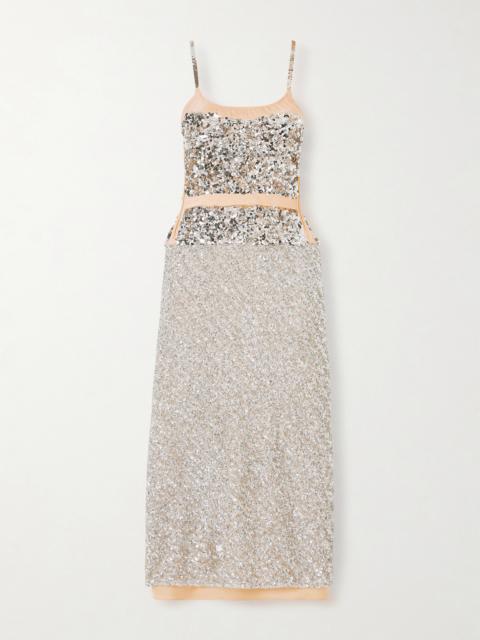 Sequined Chiffon Maxi Dress