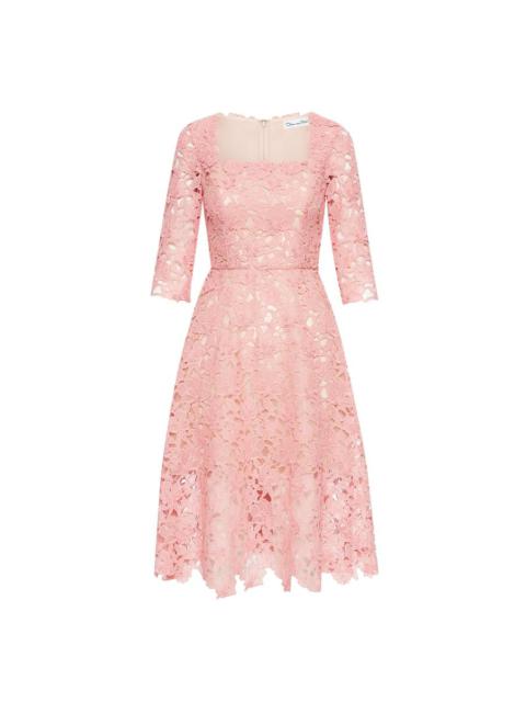 FLORAL GUIPURE LACE MIDI DRESS