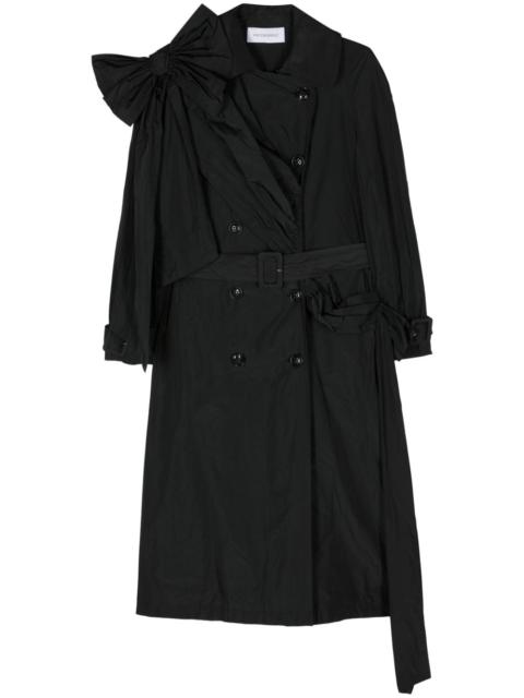 bow-detail draped trench coat