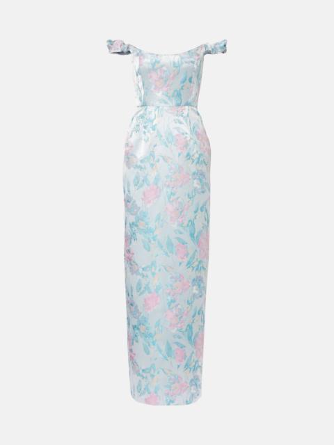 Yolanda floral off-shoulder brocade gown