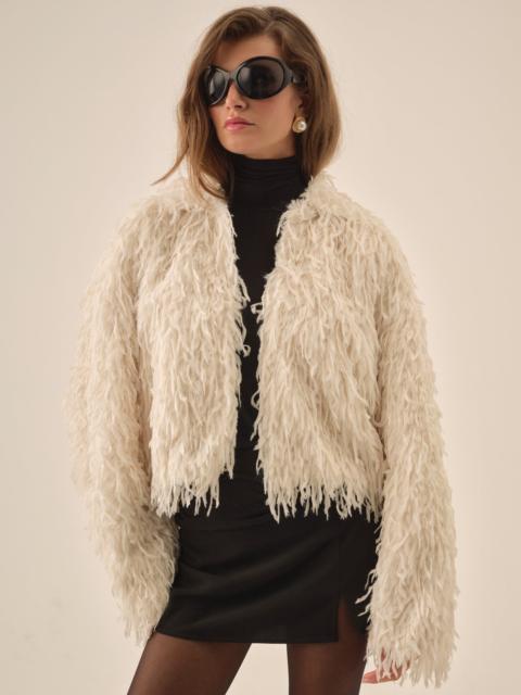 Ruffle Faux Feather Jacket
