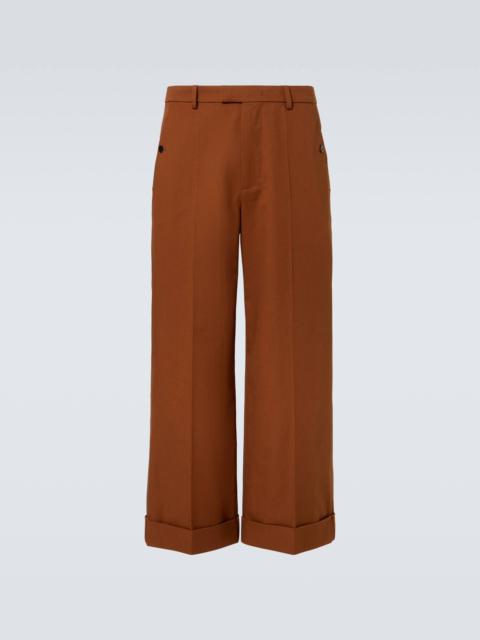 Cropped cotton gabardine wide-leg pants