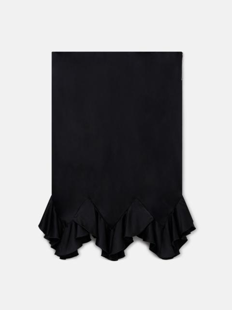 Ruffled-Hem Satin Midi Skirt