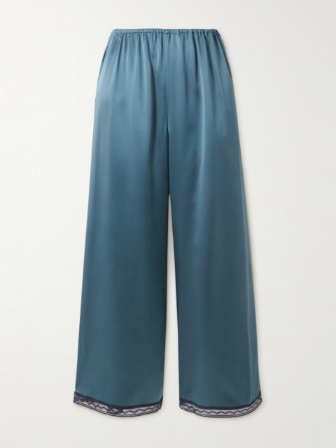 Parfois Lace-trimmed Silk-satin Pajama Pants
