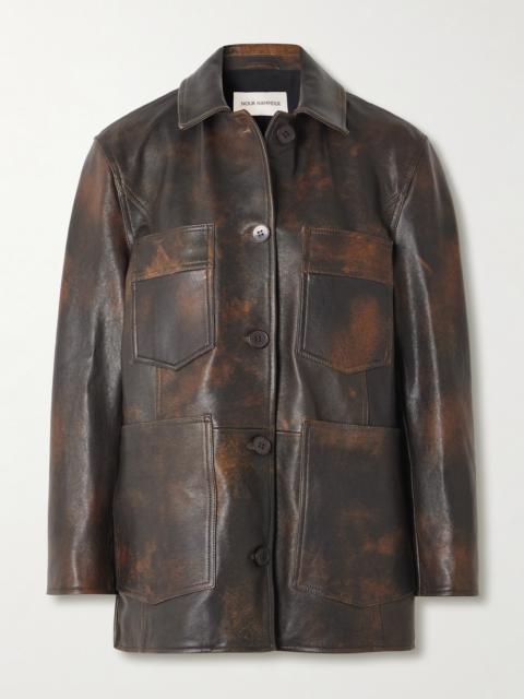 Seleste Paneled Distressed Leather Jacket