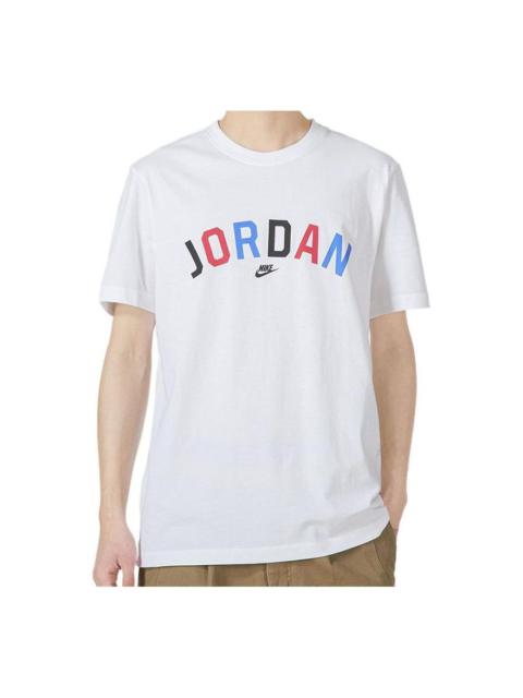 Men's Nike Multi-Color Alphabet Loose Breathable Running Training Short Sleeve White T-Shirt DH8979-