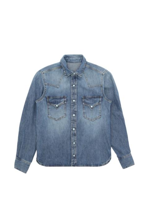 flap-pocket denim shirt