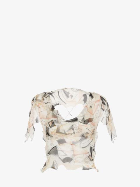 Multicolor printed chiffon top