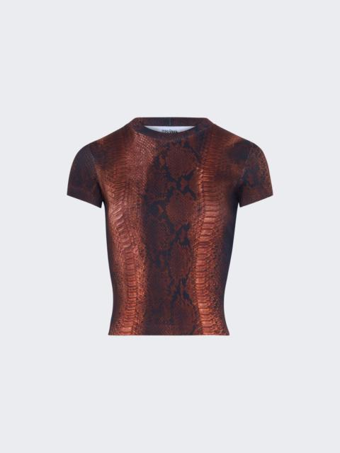 Ribbed Cotton T-shirt Python Print