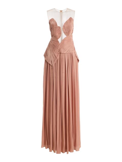 Serenne Lurex Georgette Gown pink