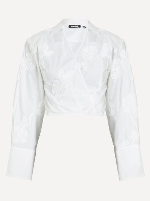 Bright White Flower Wrap Shirt