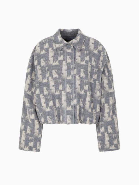 JACQUARD WOOL-BLEND BLOUSON WITH AN IRREGULAR GEOMETRIC MOTIF