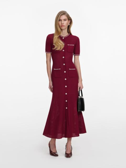 Burgundy Pearl Knit Midi Dress