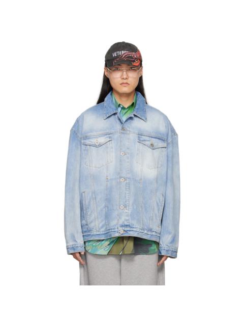 Blue Embossed Denim Jacket