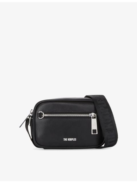 Branded-strap leather cross-body bag