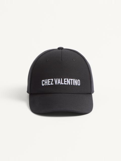 CHEZ VALENTINO COTTON BASEBALL CAP WITH EMBROIDERY