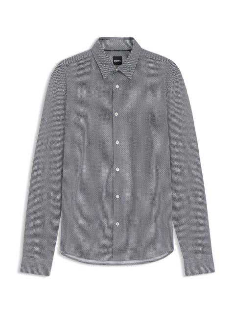 SLIM-FIT SHIRT IN PATTERNED FLEX-WEAVE FABRIC