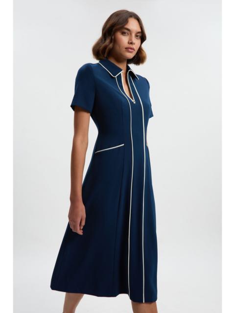 Petite Tailored Crepe Tipped Tailored Midi Shirt Dress