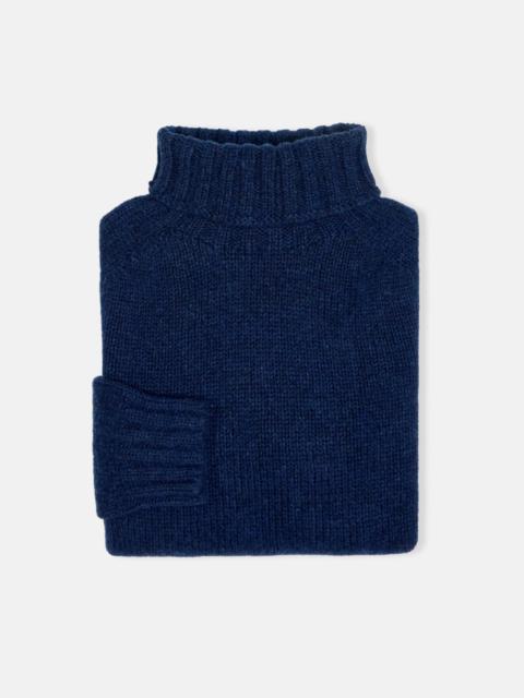 MADE-IN-SCOTLAND NAVY LAMBSWOOL TURTLENECK SWEATER