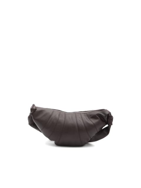 medium stitched grained croissant bag
