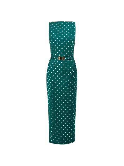 polka-dots straight-neckline maxi dress