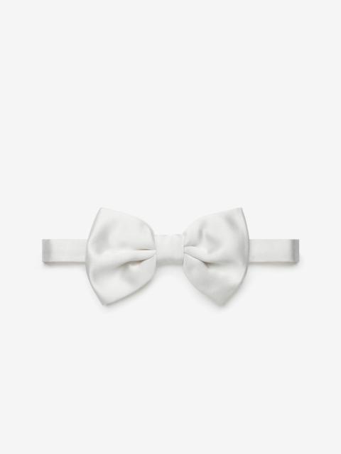 White pure silk satin bow tie