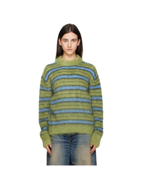 Green & Blue Striped Mohair Sweater