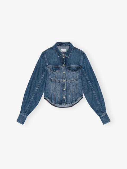 BLUE LIGHT DENIM CORSAGE SHIRT
